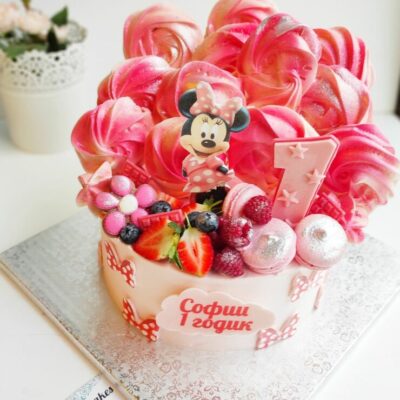 Dětský narozeninový dort Minnie Mouse 10 (2,5 kg, 1900 kč)